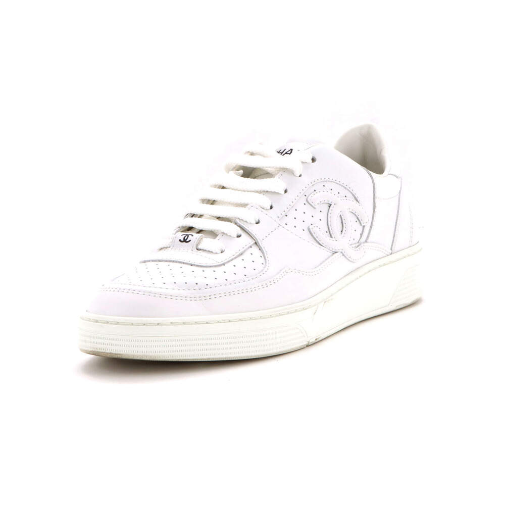 Chanel Women's CC Low-Top Sneakers Perforated Leather
